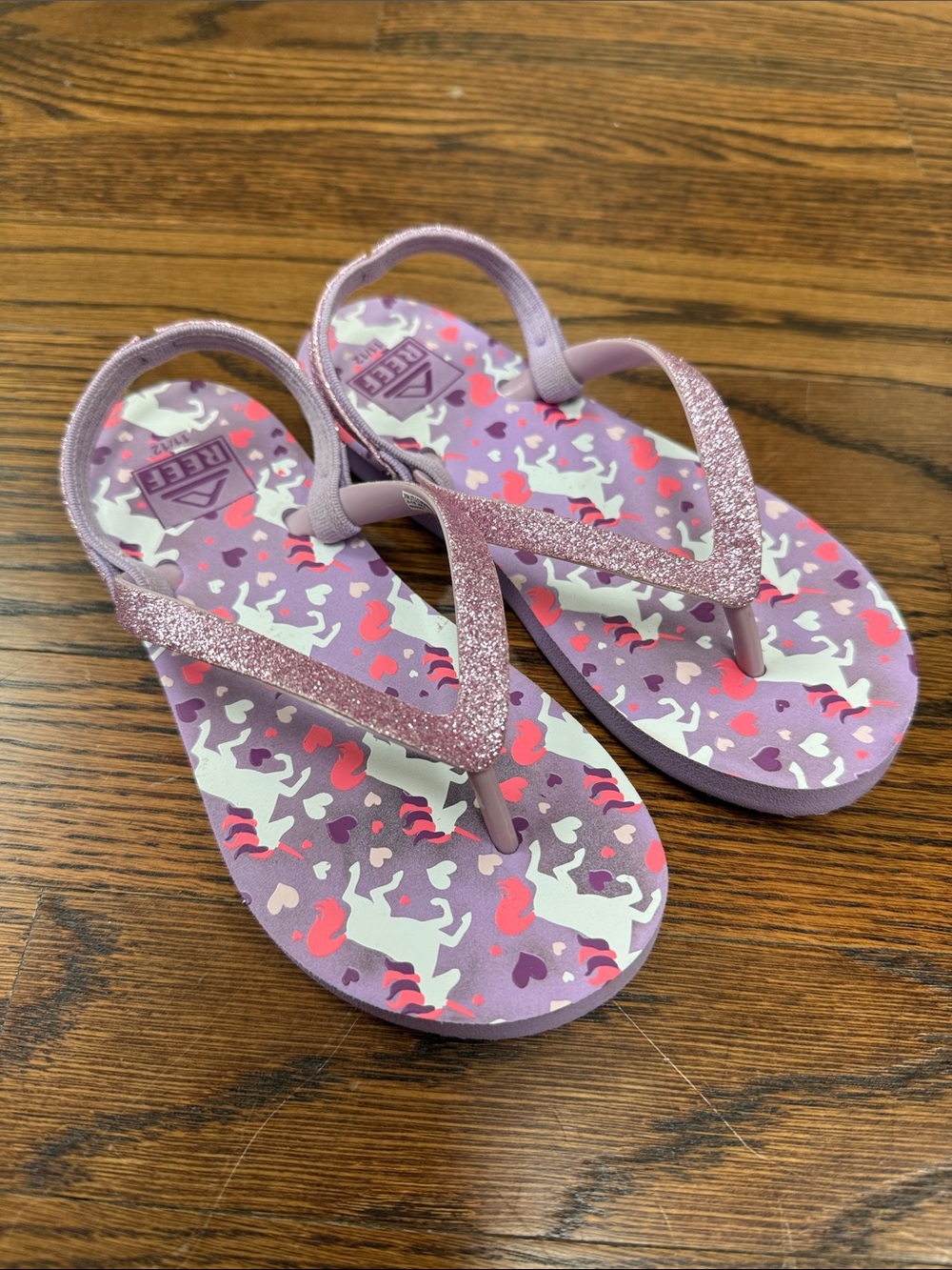 Reef Kids Purple Unicorn Glitter Backstrap Sandals
